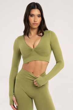 Longsleeve cu spatele gol matcha
