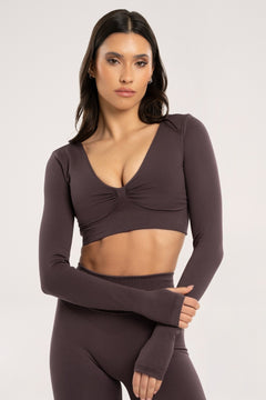 Longsleeve cu spatele gol cacao