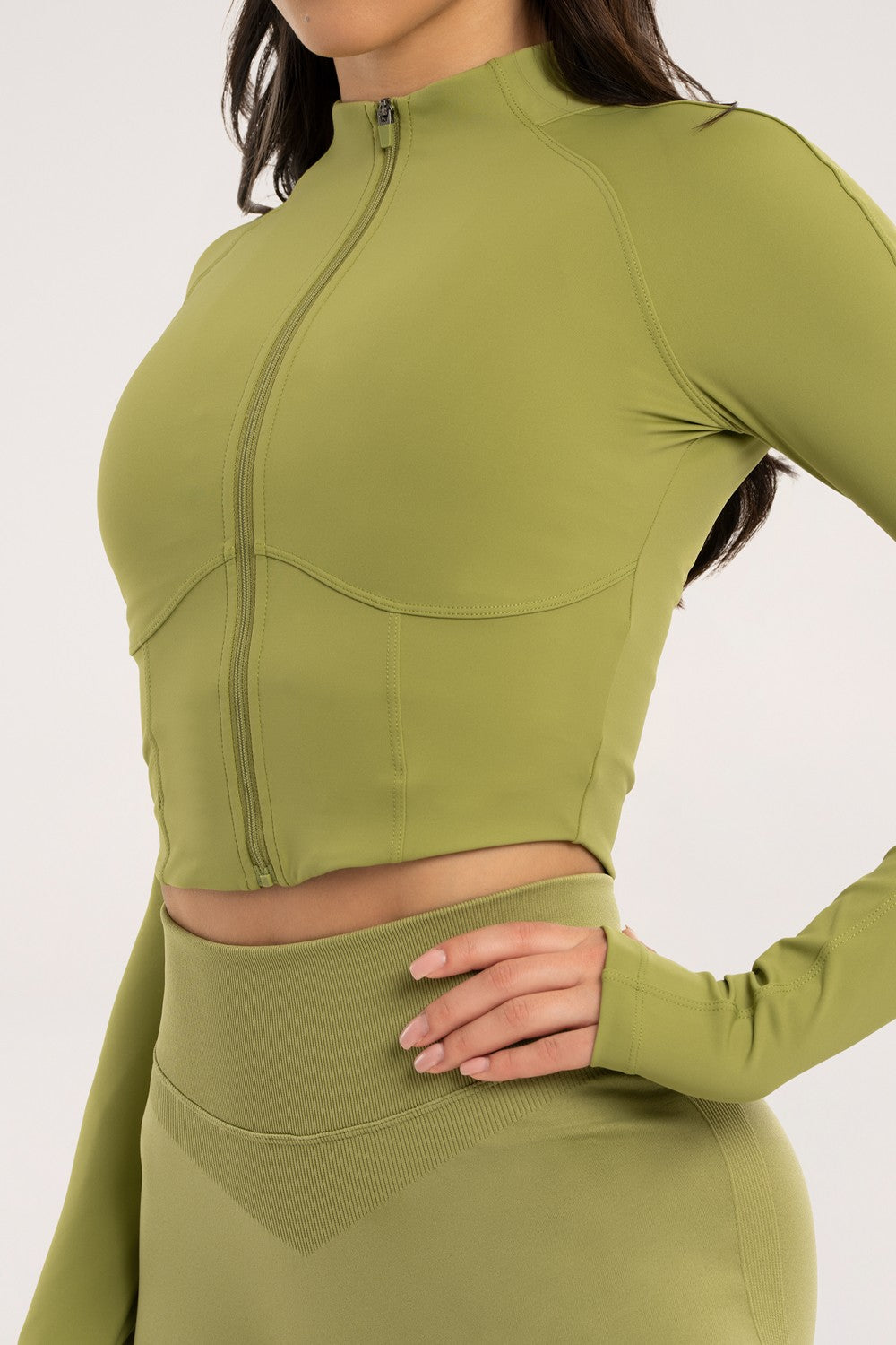 Bluza rozpinana "gorset" matcha
