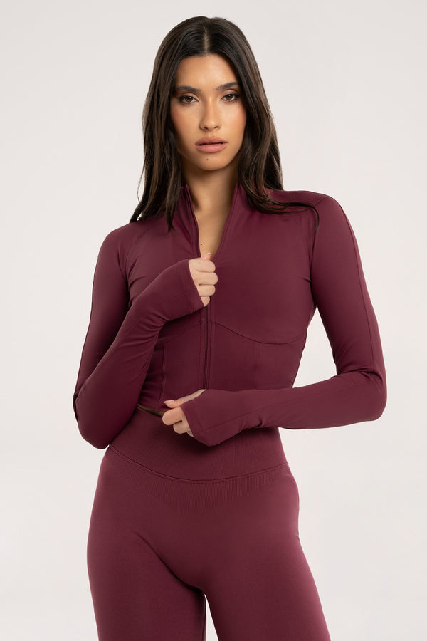 Hoodie zip-up "corset" gossip red