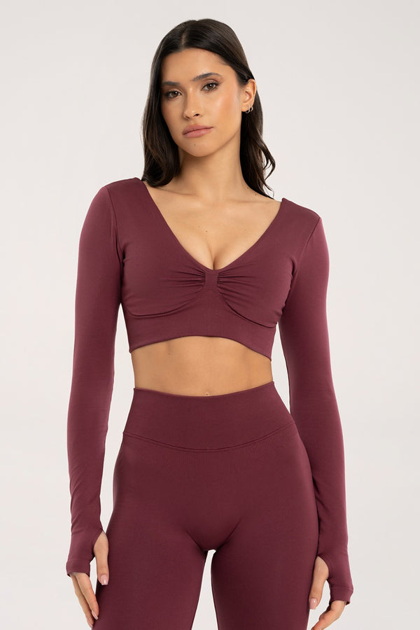 Long sleeve open back gossip red