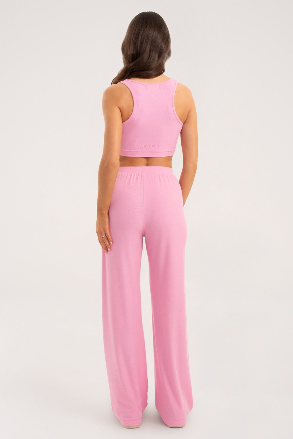 Szerokie spodnie casual light pink