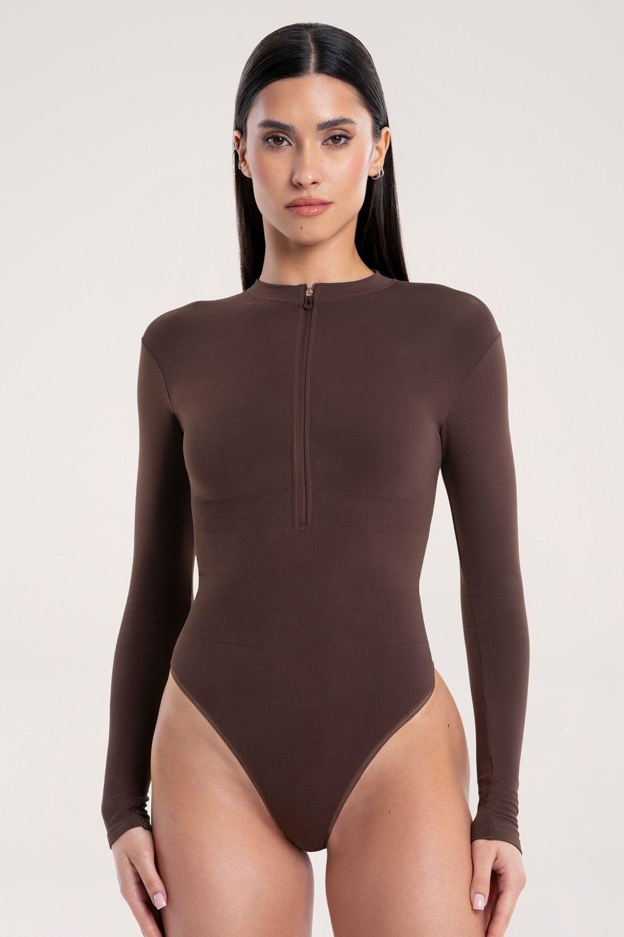 Body z długim rękawem touch chocolate