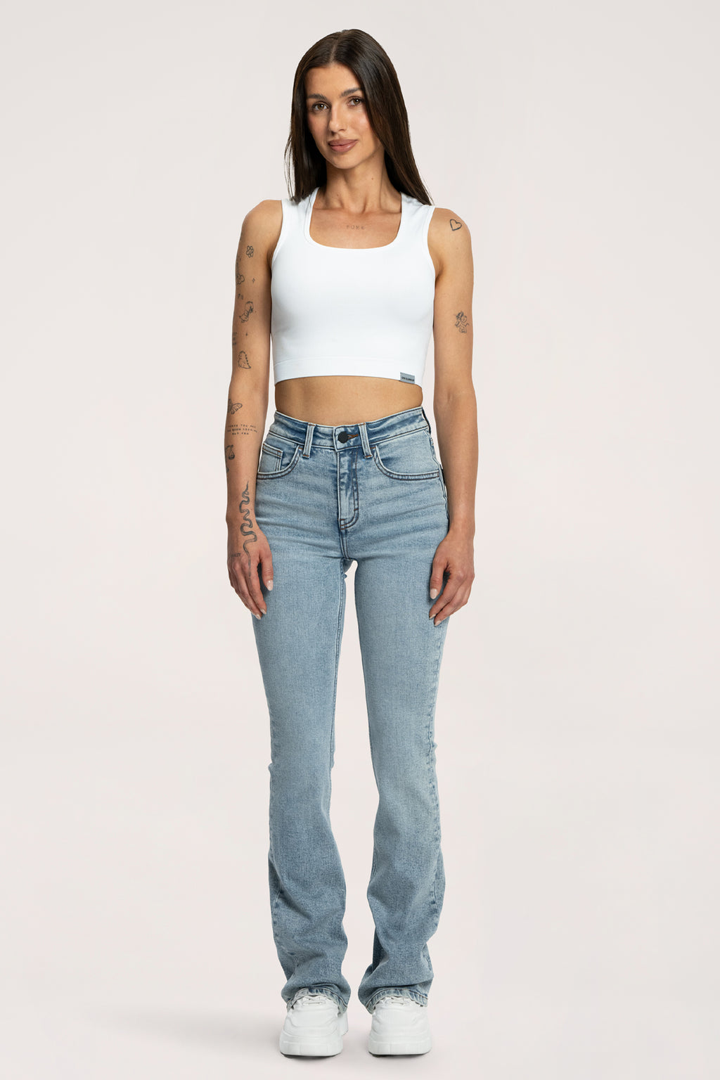 Jeansy dzwony push up light blue