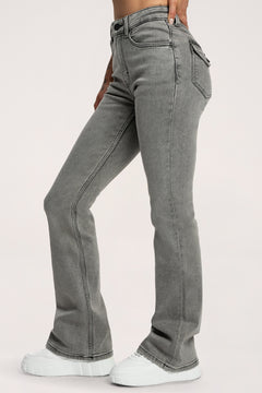 Push up flare jeans light grey