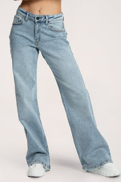 Wide low-waist jeans light blue