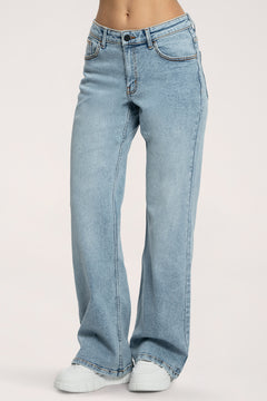 Wide low-waist jeans long light blue