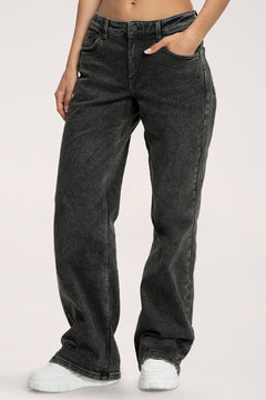 Wide low-waist jeans long grey
