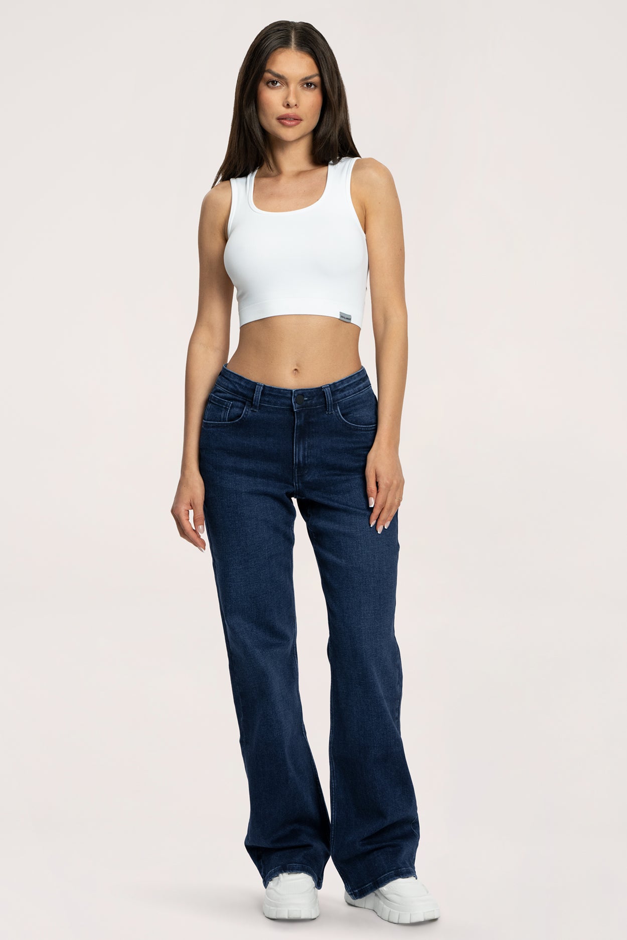 Jeansy long wide z niskim stanem navy blue