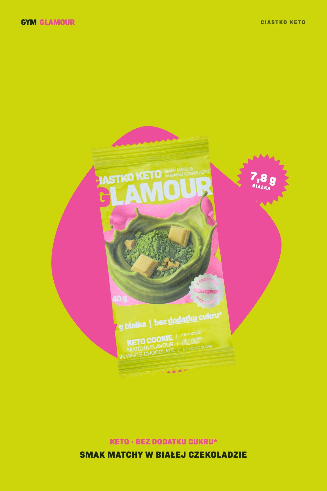 Keto cookie GLAMOUR – Matcha with white chocolate