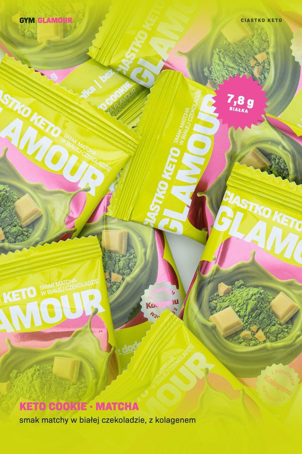 Keto cookie GLAMOUR – Matcha with white chocolate