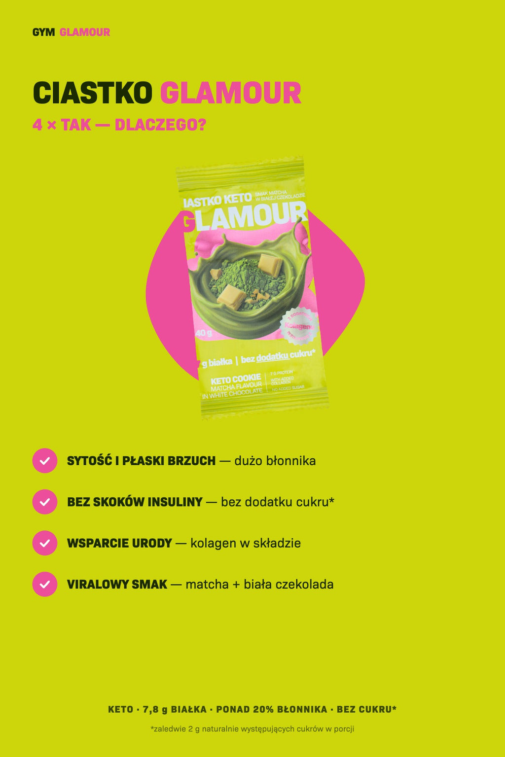 Keto cookie GLAMOUR – Matcha with white chocolate
