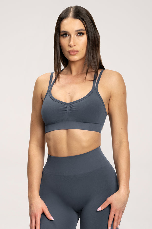 Fake BBL sports bra steel