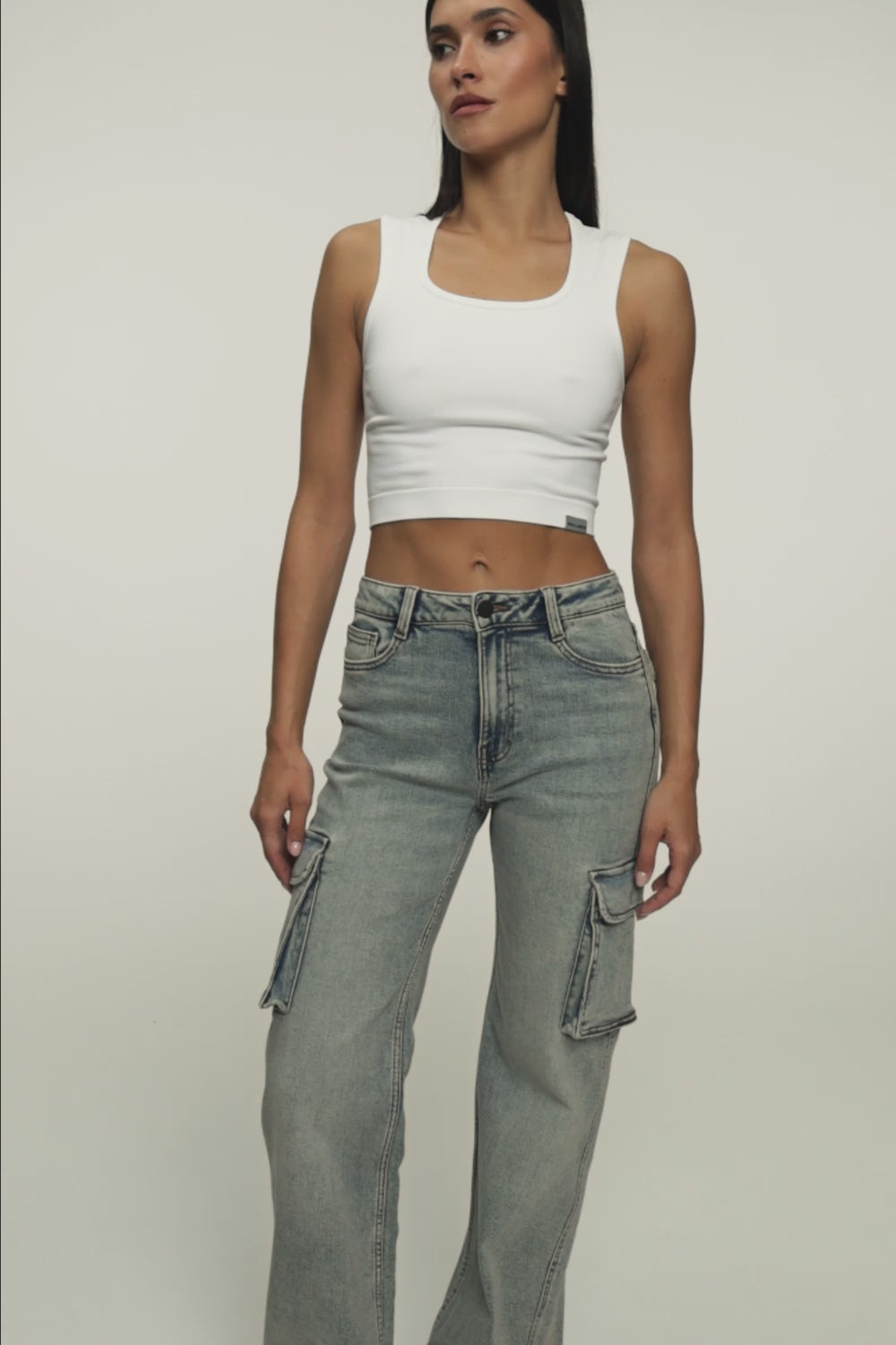 Cargo jeans washed blue