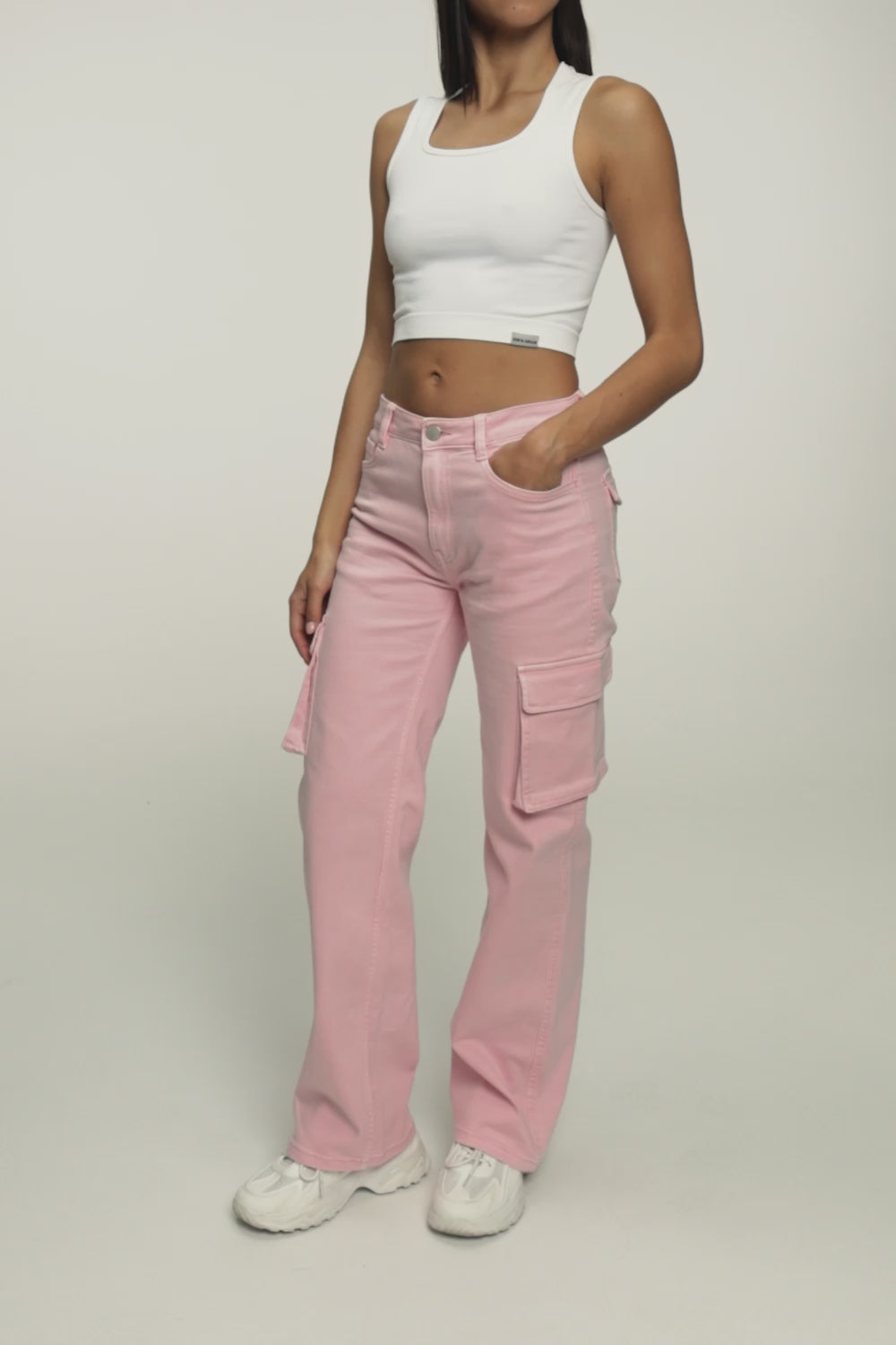 Cargo jeans light pink