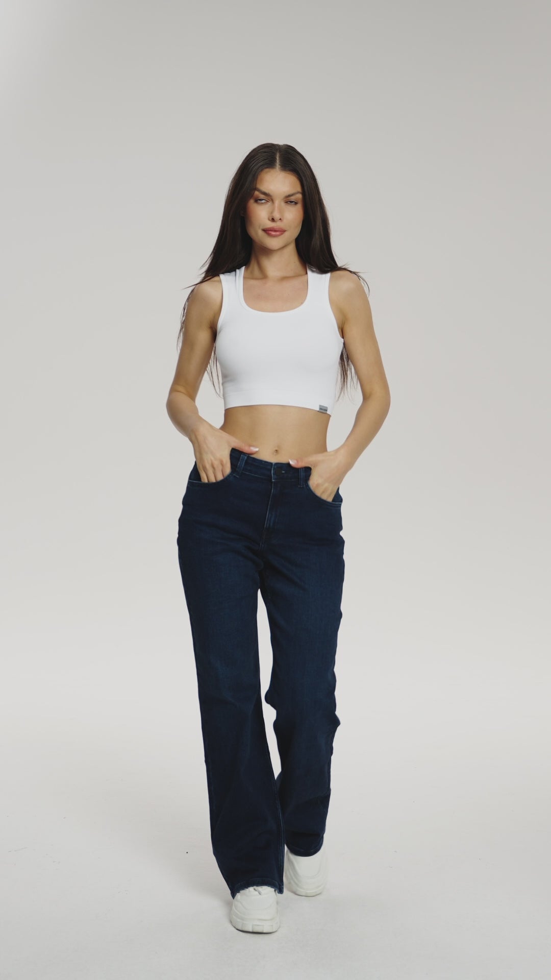 Wide low-waist jeans long navy blue