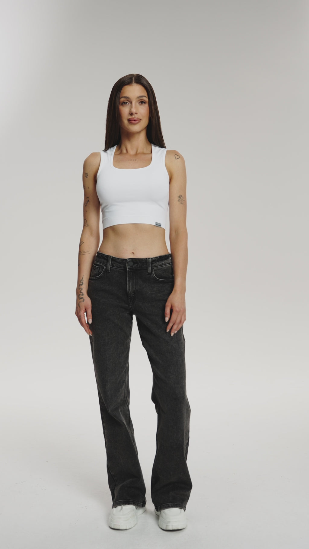 Wide low-waist jeans grey