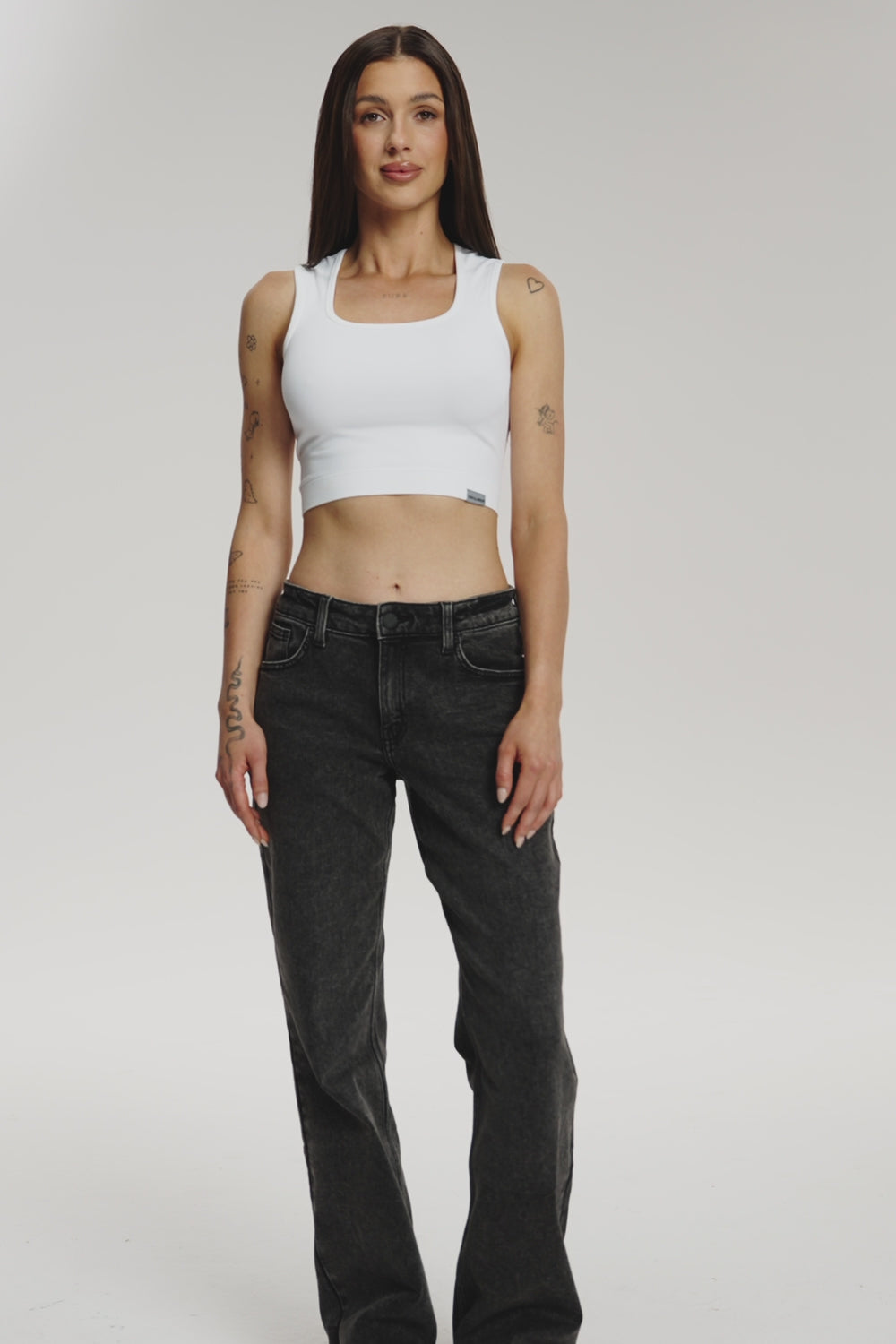 Wide low-waist jeans grey