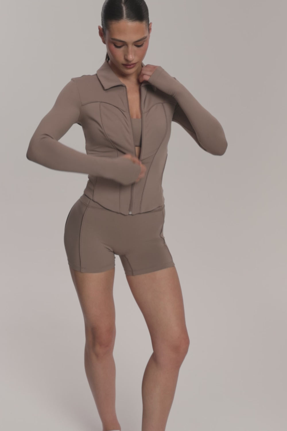 Zip hoodie pilates era warm beige
