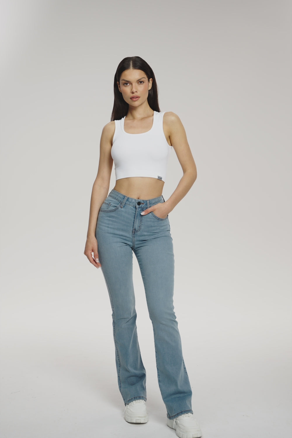 Perfect slim flare jeans light blue long